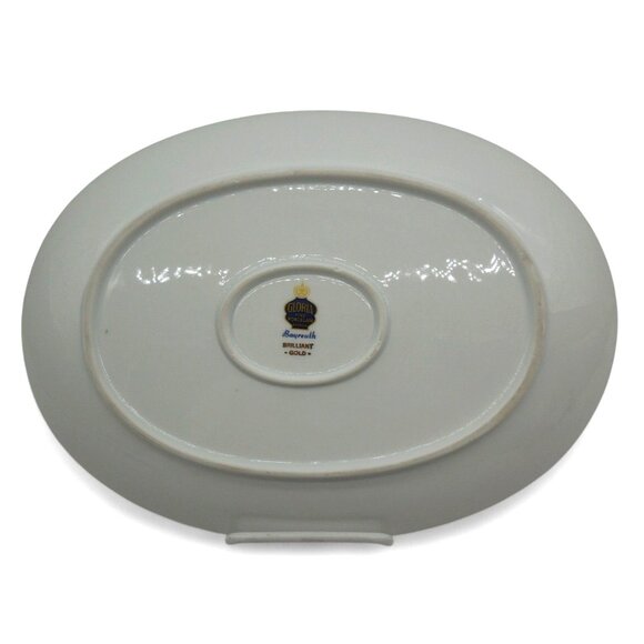 GLORIA BAVARIA Floral Porcelain Platter with Gold Trim Vintage 13" - Picture 9 of 10